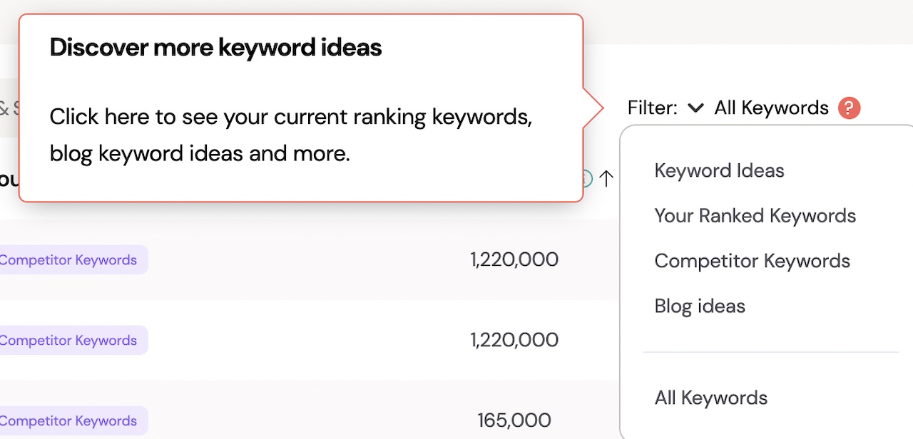 Keyword Filters On Hike SEO